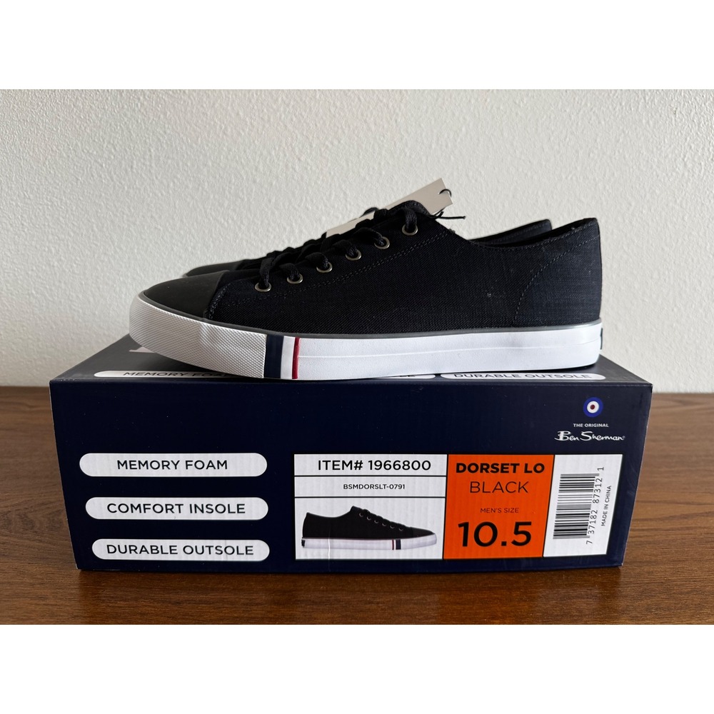 Ben Sherman Dorset Lo Mens Sneakers Black Canvas Memory Foam 10.5 BSMDORSLT-0791